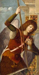 Panel de tríptico con el Arcángel Miguel, 1490-1500