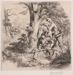 Soldados en un bosque. Escaramuza en Vejle