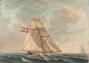 Un cúter danés navegando cerca del viento