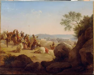 Peregrinos frente a Jerusalén (Israel). Pintura de Nikanor Grigoryevich Tschernezoff (o Chernetsov o Cernecov o Chernitsov o Chernetsov