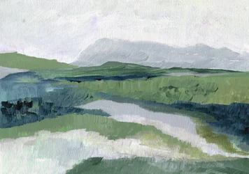 Paisaje verde brumoso