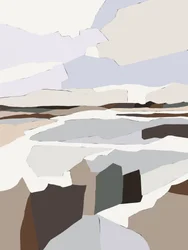 Paisaje geométrico en tonos apagados