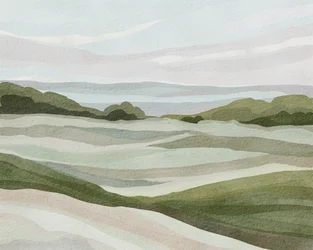 Paisaje ondulado en tonos pastel