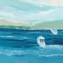Dos barcos en aguas azules