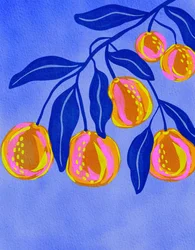 Rama de cítricos de colores vivos