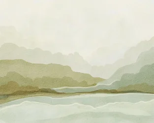 Valle montañoso en acuarela