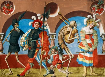 Muerte, mercenario y prostituta del ciclo La Danza de la Muerte por Albrecht Kauw