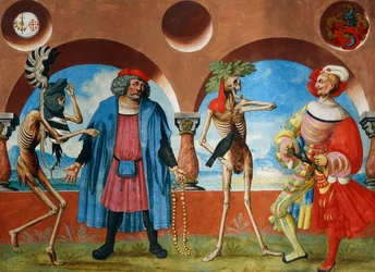 La Muerte, jefe de gobierno y burgués de Berna del ciclo de la Danza de la Muerte por Albrecht Kauw