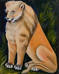 León amarillo sentado