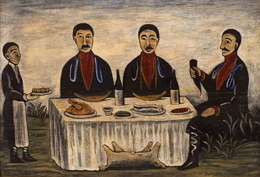 Tres hombres en la cena