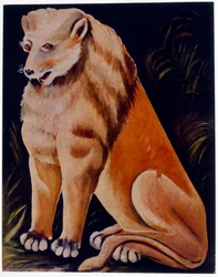 Joven león sentado