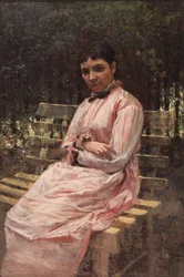 En un parque. Retrato de la esposa del artista