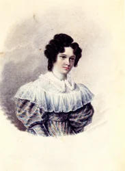 Retrato de Alexandra Ivanovna Davydova 1802-1895, esposa del decembrista Vasily Davydov, 1830-1839