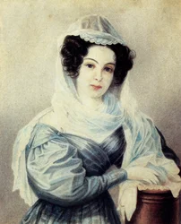 Retrato de Camilla Ivasheva Le Dantieau 1808-1839, esposa del Decembrista Vasily Ivashev, 1834