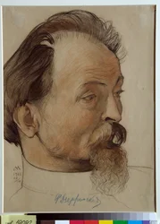 Retrato de Félix Dzerzhinsky (1877-1926), revolucionario bolchevique, fundador y líder de la Cheka (Feliks E. Dzerzhinsky) - Dibujo de Nikolai Andreevich (1873-1932), tiza roja y tiza sobre papel (32,3x24,3 cm)