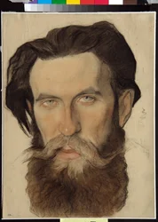 Retrato de Otto Yulievitch Schmidt (1891-1956), científico soviético (Otto Y.Schmidt) - Dibujo de Nikolai Andreevich Andreev (1873-1932) Sanguina y tiza sobre papel (32,4x24,1)