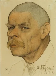 Retrato del autor Maxim Gorky 1868-1939, 1921