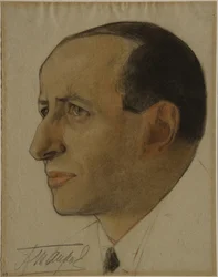 Retrato del director Alexander Tairov 1885-1950, principios de los años 1920