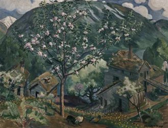 Manzano en plena floración (óleo sobre lienzo)