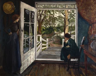 En la Puerta del Salón del Jardín (óleo sobre lienzo)