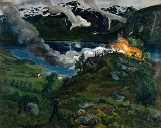 Fuego de verano junto al agua de Jølster