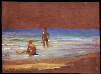 Chicos a la orilla del mar. Pintura de Nikolai Nikolayevich Ge (Gay) (1831-1894), óleo sobre lienzo, arte ruso del siglo XIX. Galería Estatal Tretyakov, Moscú.