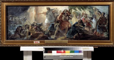 Los judíos cruzando el Mar Rojo (Los israelitas cruzando el Mar Rojo). Pintura de Nikolai Nikolayevich Ge (Gay) (1831-1894), óleo sobre lienzo, arte ruso. Museo Estatal de Arte, Kharkiv (Ucrania).
