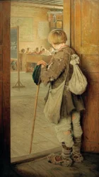 En la puerta de la escuela