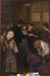 Lección de canto en la escuela del pueblo