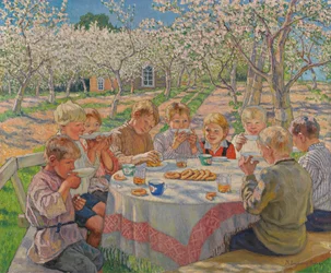 Té en el huerto de manzanas