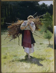 Desde el bosque - Pintura de Nikolai Kornilovich Pimonenko (1862-1912), óleo sobre lienzo