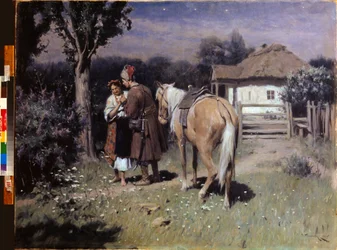 Noche ucraniana, cita - Noche ucraniana, cita - Pintura de Nikolai Kornilovich Pimonenko (1862-1912), óleo sobre lienzo