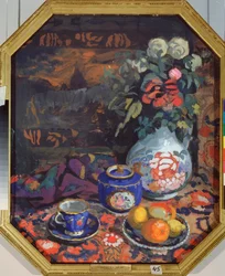 Naturaleza muerta - Obra de Nikolai Semiónovich Zaytsev (1885-1938), temple sobre tabla