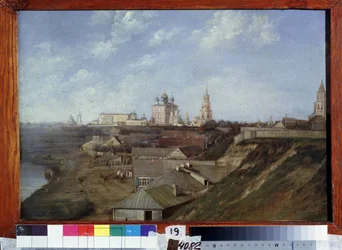 Vista de la Ciudadela de Riazán (Rusia). (Vista de la Ciudadela en Ryazan). Pintura de Nikolai Stepanovich Ivanov (1816-1891), óleo sobre lienzo, ca. 1840, arte paisajístico ruso del siglo XIX. Museo de Arte Regional Estatal I.Pozhalostin, Riazán (Rusia).