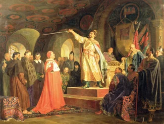 Príncipe Román de Halych-Volhynia recibiendo a los embajadores del Papa Inocencio III