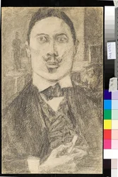 Retrato del pintor Nikolai Nikolaevich Sapunov (Sapunov) (1880-1912) - Dessin de Petr Ignatievich Bromirsky (1886-1920)