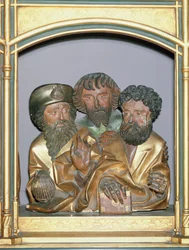 Tallados en madera de Santiago el Mayor, San Simón y San Tadeo, del predela del Retablo de Isenheim, c.1490