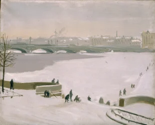 Cruzando el río Neva congelado, 1935