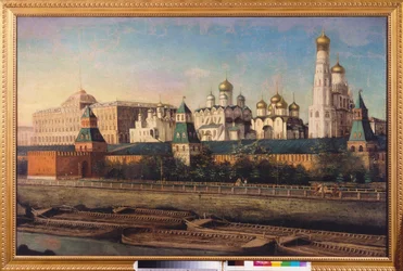 Vista del Kremlin de Moscú. Pintura de Nikolai Ivanovich Podklyuchnikov (1813-1877), óleo sobre lienzo. Arte ruso del siglo XIX. State United Museum Center en el Kremlin, Moscú.