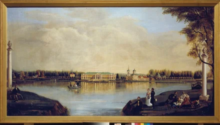 Vista del Palacio Kuskovo (Moscú, Rusia). Pintura de Nikolai Ivanovich Podklyuchnikov (1813-1877), óleo sobre lienzo