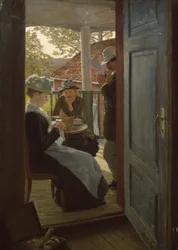 Momento de la charla (óleo sobre lienzo)
