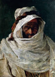 Cabeza de árabe, pintura de Nino Carnevali (1849-después de 1912)