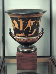 Ático de figuras rojas calyx-krater que representa la muerte de los Niobids, c.460-50 a.C.
