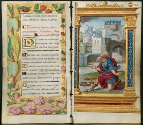 Hojas adyacentes de un Libro de Horas: Salmos Penitenciales y el Rey David en oración, c. 1530-35