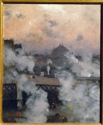 El Puente de Europa de noche (pintura sobre lienzo)