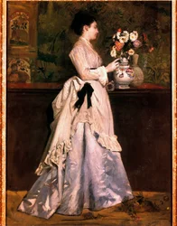 La mujer en el ramo. Pintura de Norbert Goeneutte (1854-1894). Siglo XIX. Colección privada