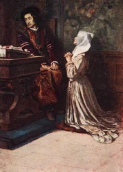 La súplica de Isabel, Medida por medida, Acto II Escena 2, ilustración de "Tales from Shakespeare" de Charles y Mary Lamb