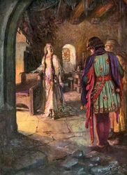 Tennyson, El matrimonio de Geraint (litografía en color)