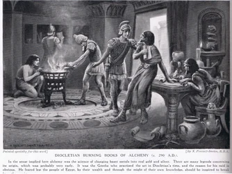 Diocleciano quemando libros de alquimia 290AD