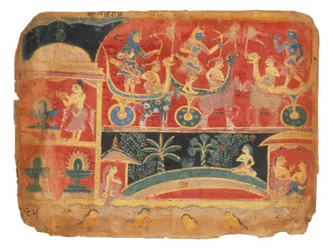 Ilustración para el Bhagavata Purana, la
Escena de la Batalla Rukmini-Haran